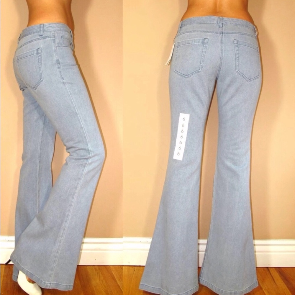 Theory Flare Retro Light NO Stretch Cotton Jeans size 2 6 Y2K Vintage Mid-Rise